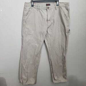 Wolverine Mens Beige Canvas Carpenter Pants Workwear Size 36